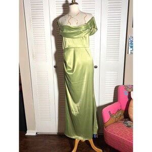 Cider Midi Dress Size L Women's Evening Wear Sage Green Floor Length Gown